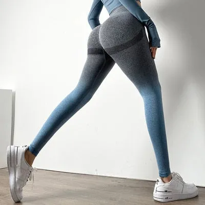 033 Gym Squat Proof Double Color Push Up  Leggings