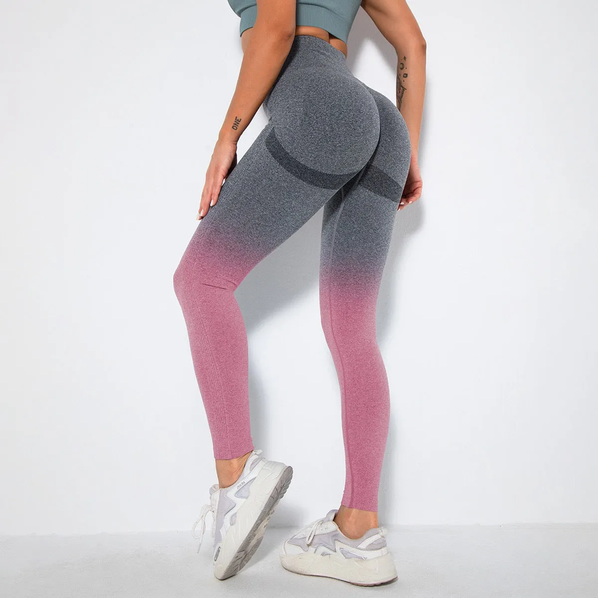 033 Gym Squat Proof Double Color Push Up  Leggings
