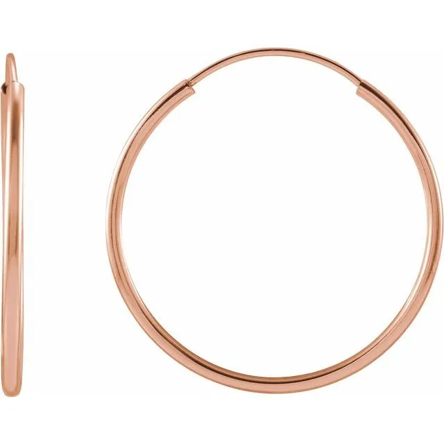 14K Rose Gold 20 mm Flexible Endless Huggie Earrings