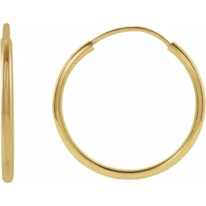 14K Yellow Gold 15 mm Flexible Endless Huggie Earrings