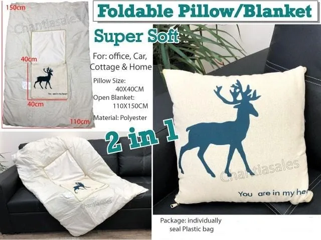 2-In-1 Foldable Pillow Blanket