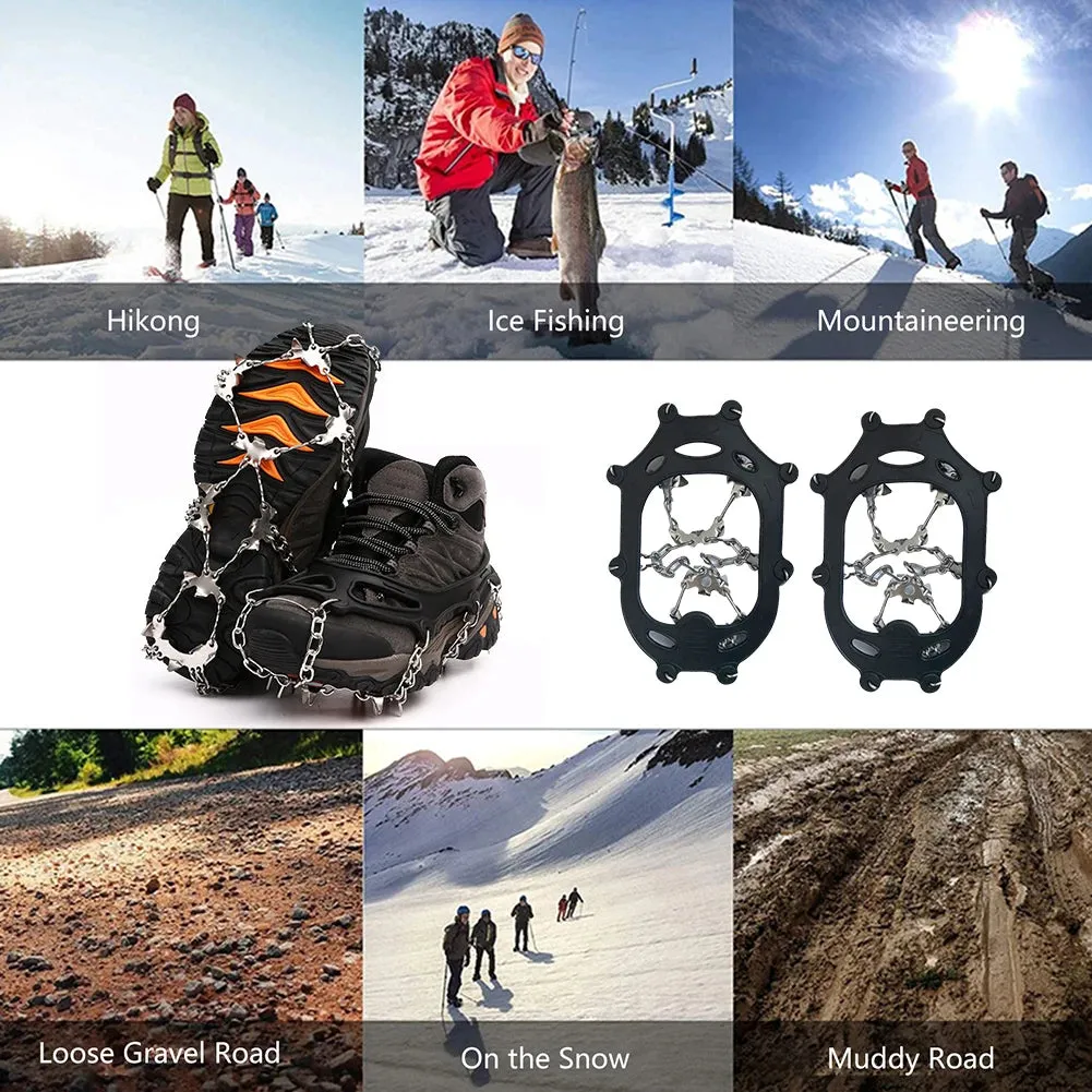 24-Tooth Ice Crampons - Lightweight Stainless Steel Snow Grips with Carry Bag for Hiking & Winter Running