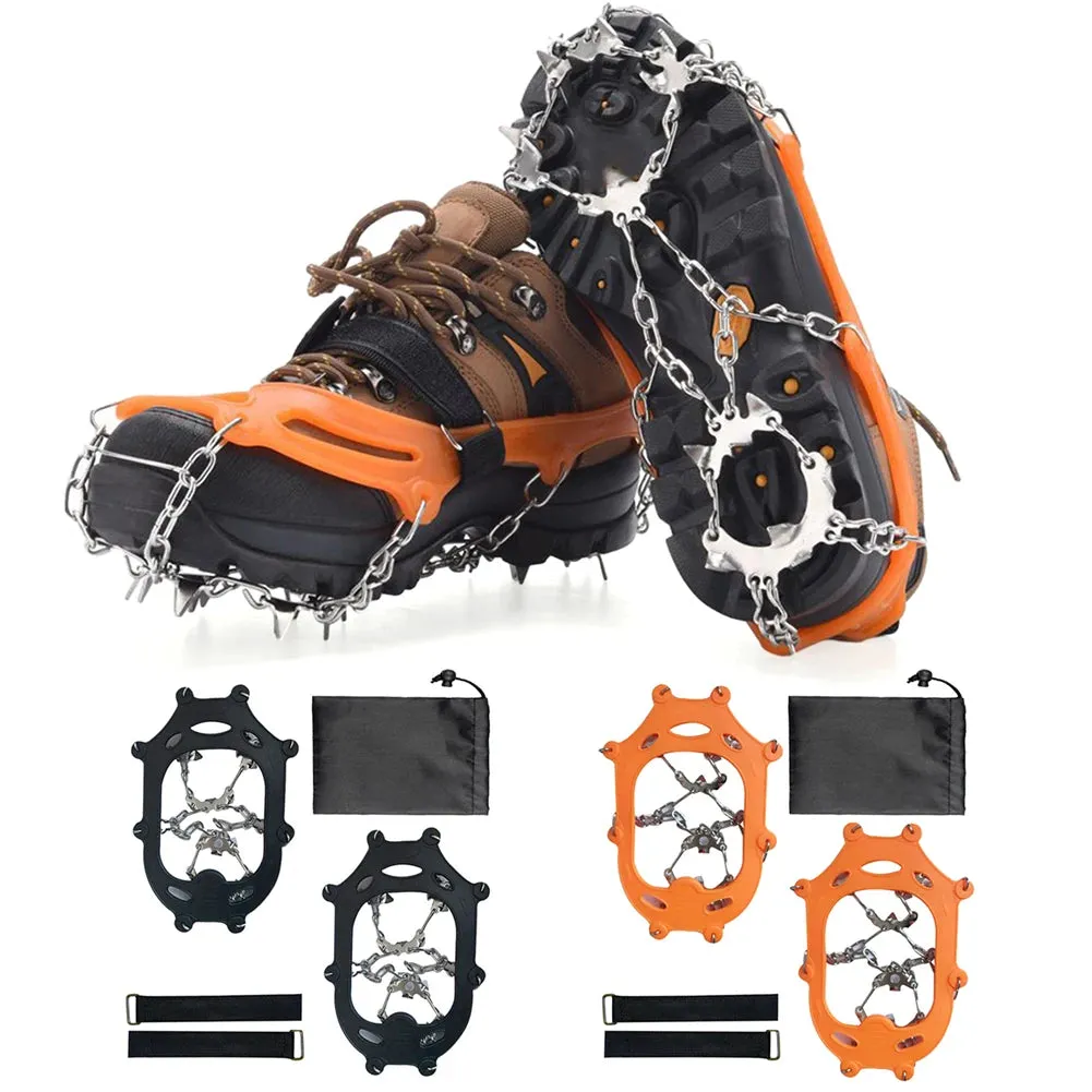 24-Tooth Ice Crampons - Lightweight Stainless Steel Snow Grips with Carry Bag for Hiking & Winter Running