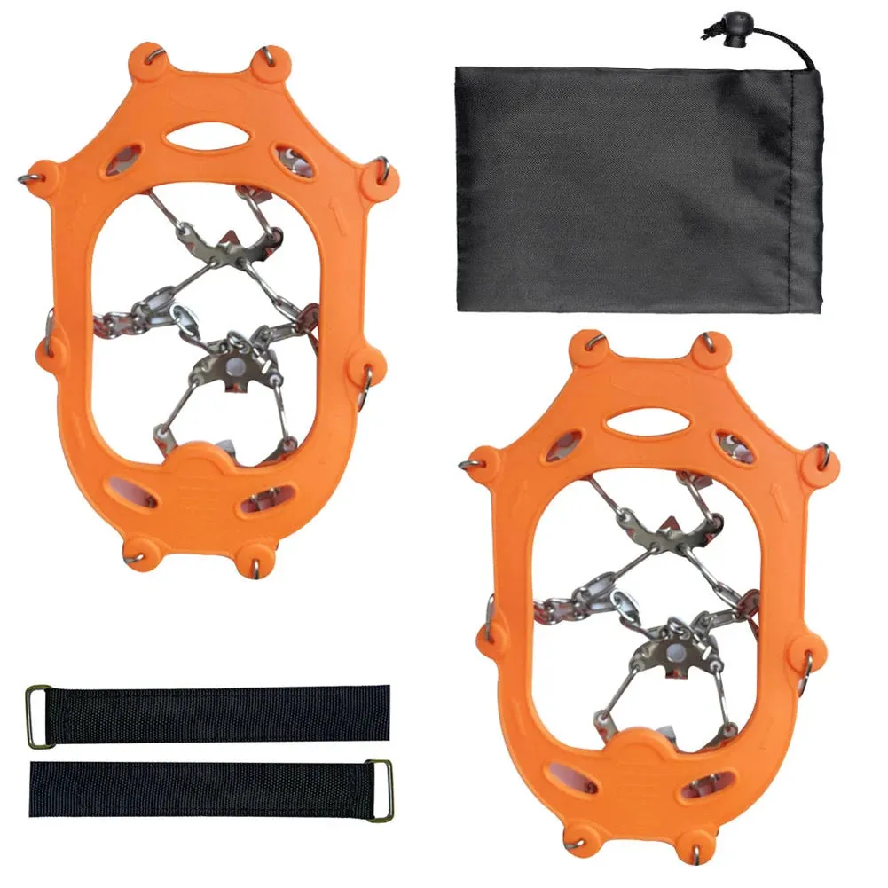 24-Tooth Ice Crampons - Lightweight Stainless Steel Snow Grips with Carry Bag for Hiking & Winter Running