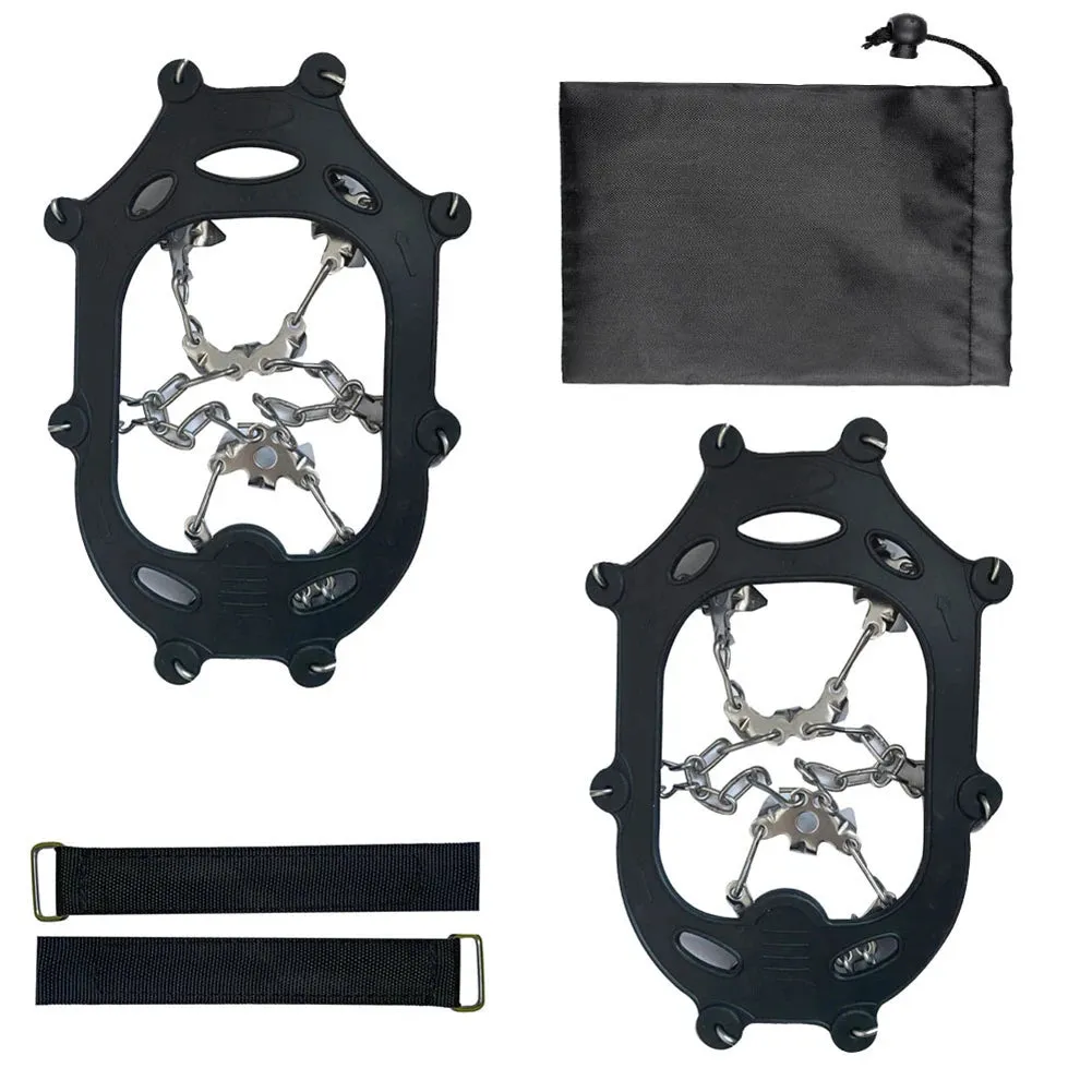 24-Tooth Ice Crampons - Lightweight Stainless Steel Snow Grips with Carry Bag for Hiking & Winter Running
