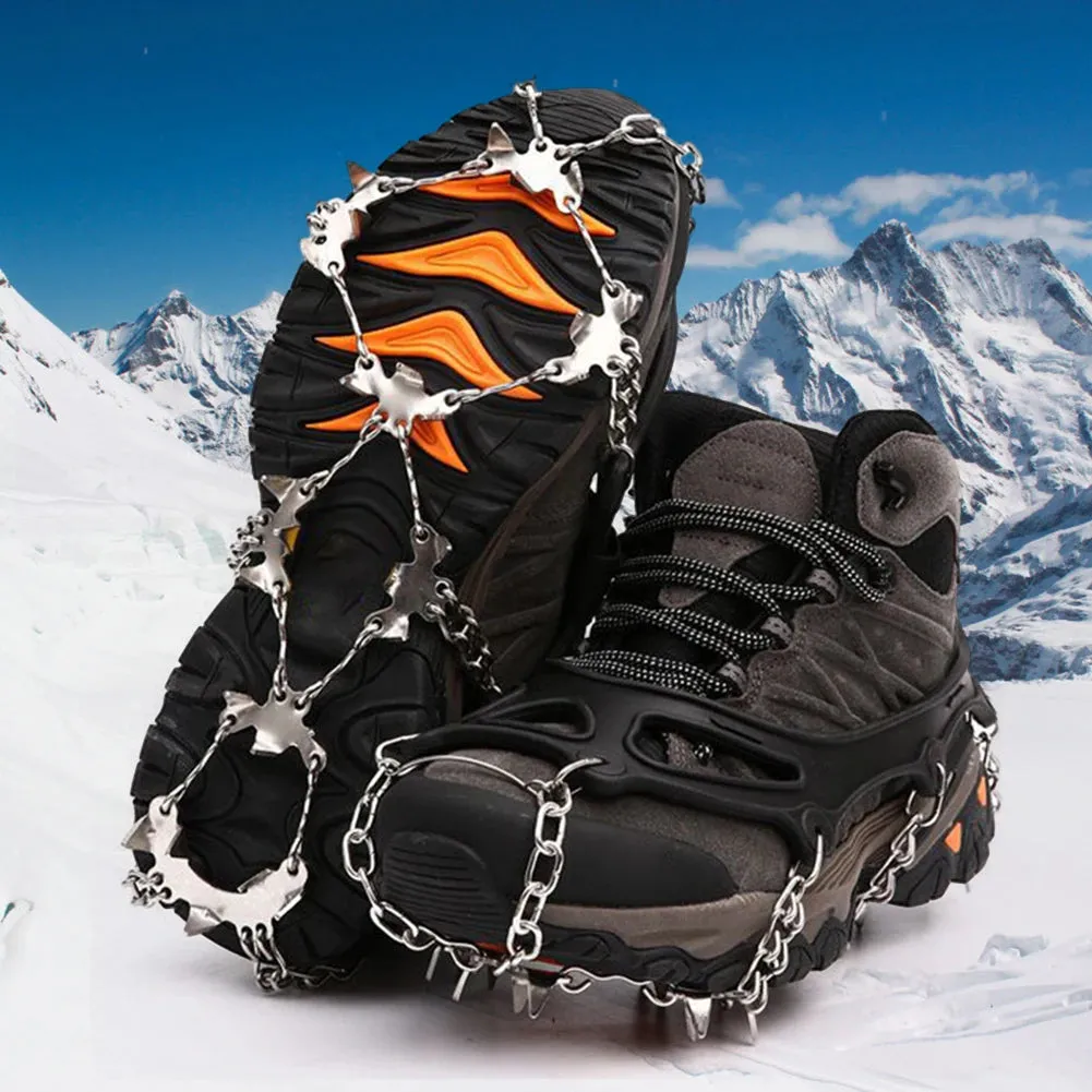 24-Tooth Ice Crampons - Lightweight Stainless Steel Snow Grips with Carry Bag for Hiking & Winter Running