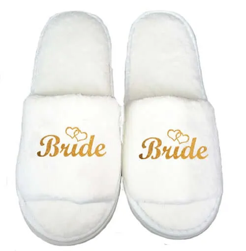 3pc set of glitter gold bride satin short bride robe slippers bridal sash