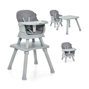 6-in-1 Grow-with-me Baby High Chair | 5-Point Harness | Booster Seat | Table & Chair Set | Grey