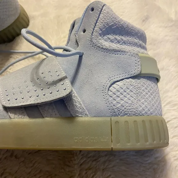 Adidas Mens Tubular Invader Suede Strap running Light Blue Mids CG5091 size 7