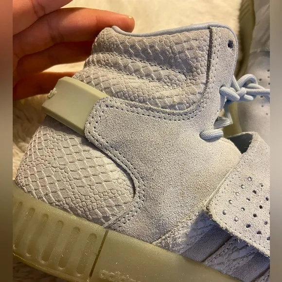 Adidas Mens Tubular Invader Suede Strap running Light Blue Mids CG5091 size 7