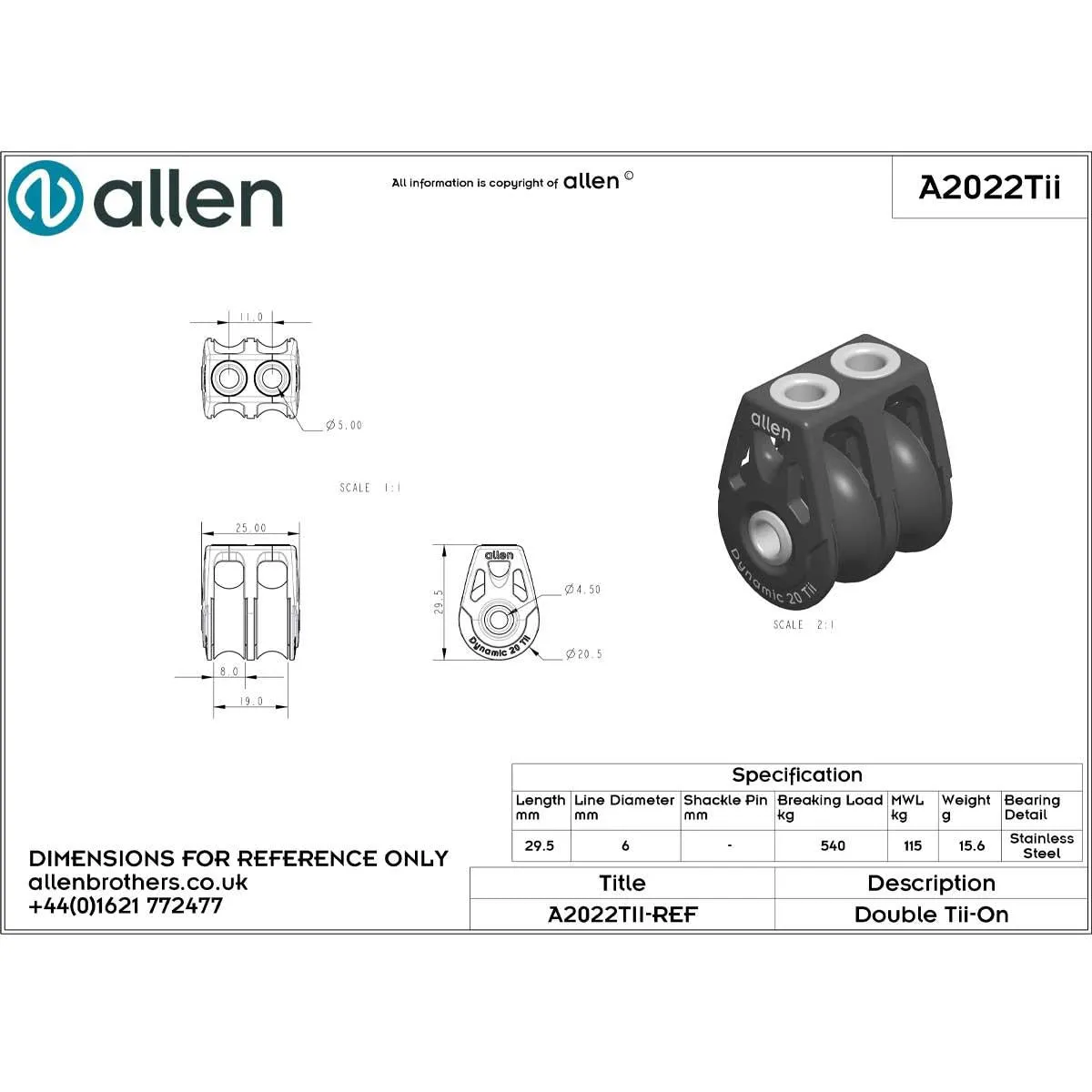 Allen 20mm Double Tii On Block