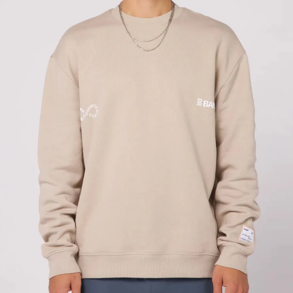 Bandit Running Cotton Fleece Community Crewneck - Stone