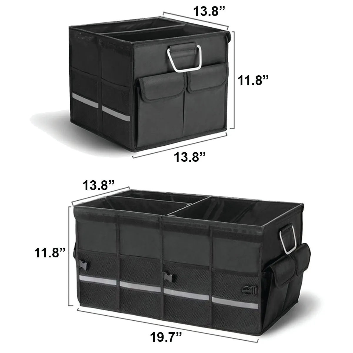 Big Trunk Organizer, Custom-Fit For Car, Cargo Organizer SUV Trunk Storage Waterproof Collapsible Durable Multi Compartments WaLM253