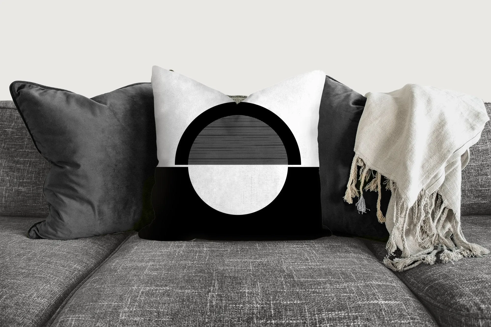 Black and white pillow, half moon mid century design, modern pillow, Interior decor, home decor pillow cover and insert, home accent pillow