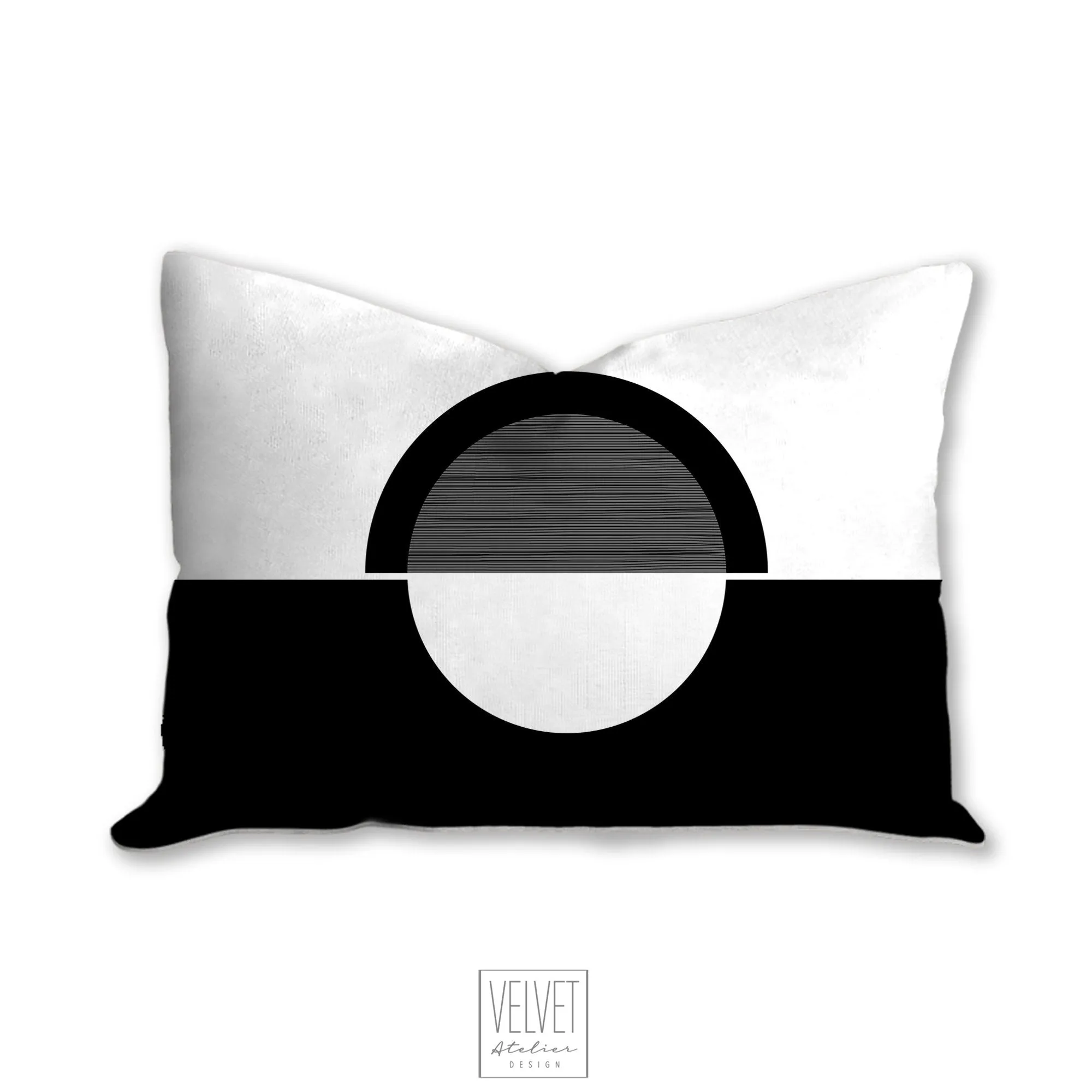 Black and white pillow, half moon mid century design, modern pillow, Interior decor, home decor pillow cover and insert, home accent pillow