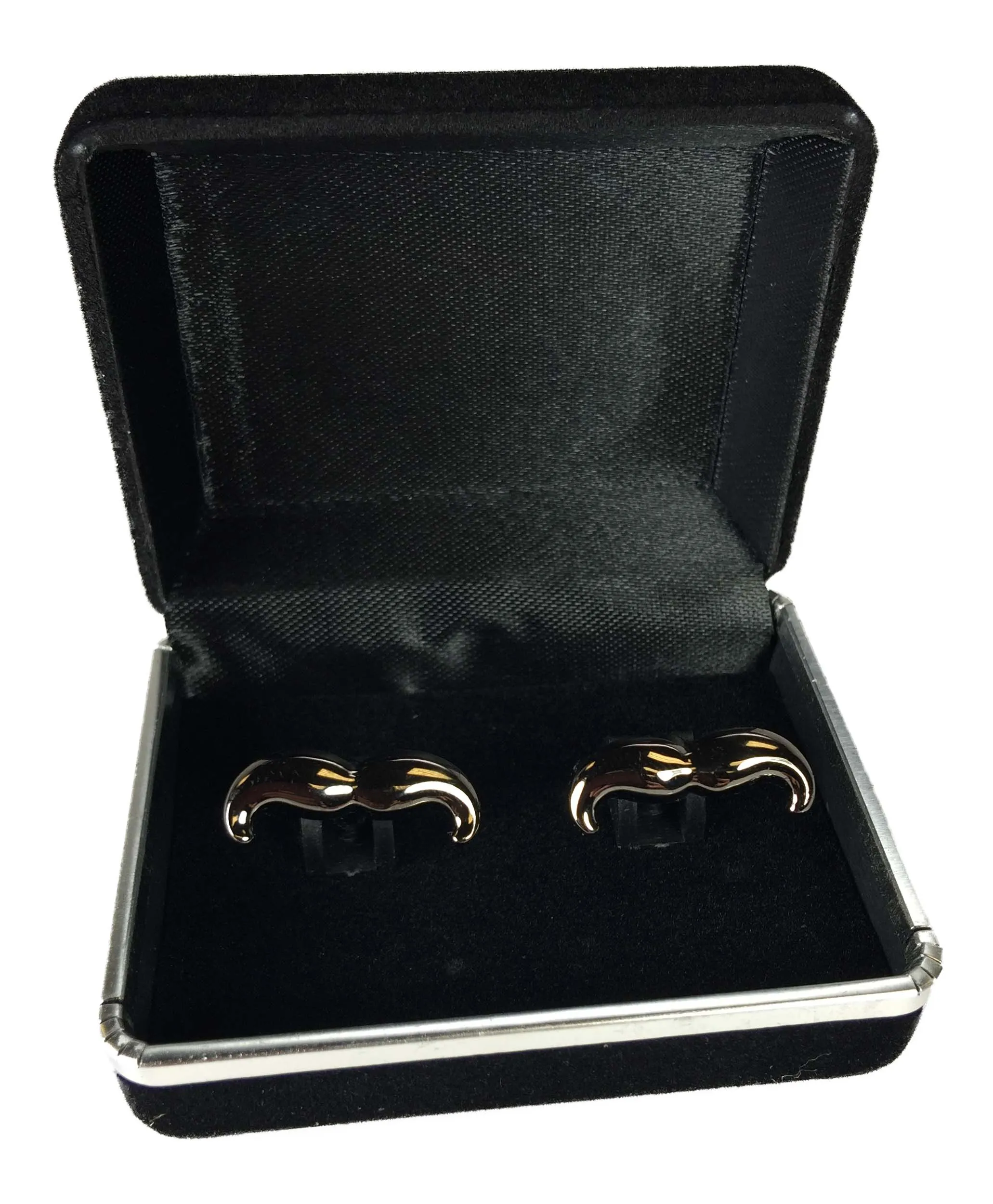 Black Onyx Mustache Cufflink with Matching Men Mustache Socks-Gift Box