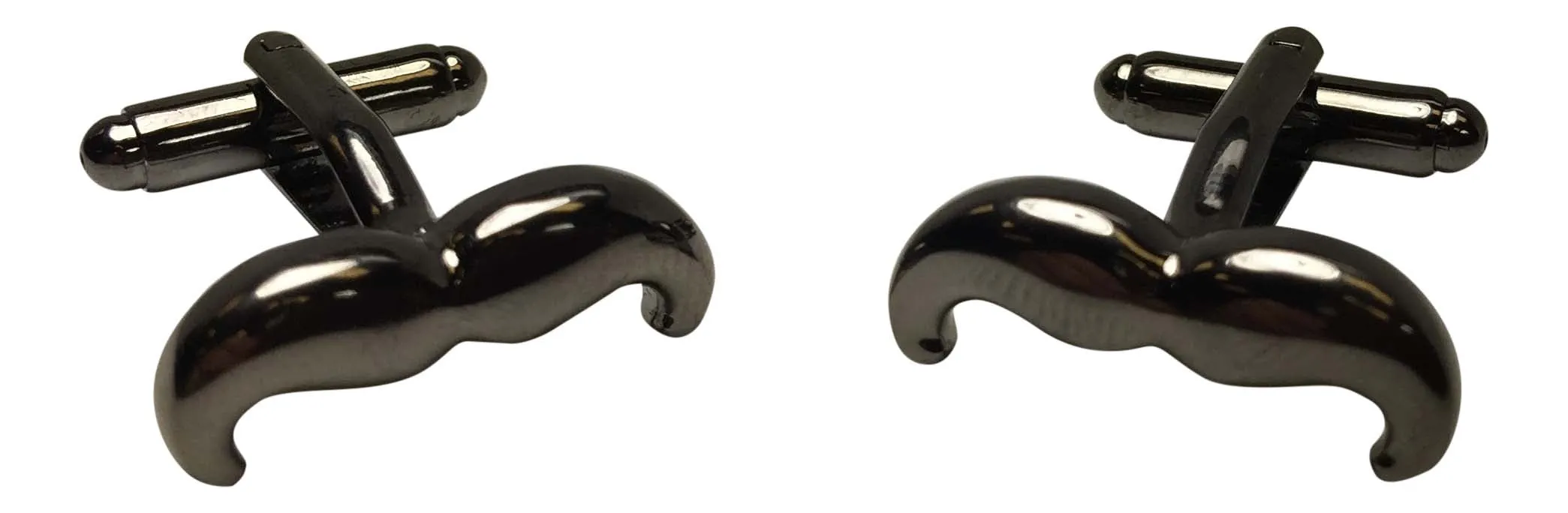 Black Onyx Mustache Cufflink with Matching Men Mustache Socks-Gift Box