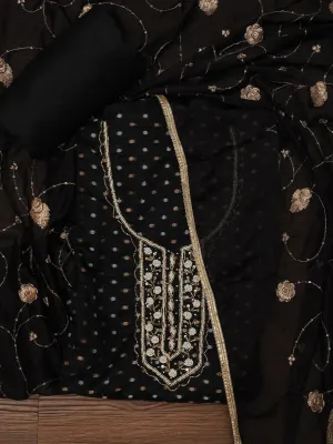 Black Zari Pure Cotton Dress Material with Dupatta