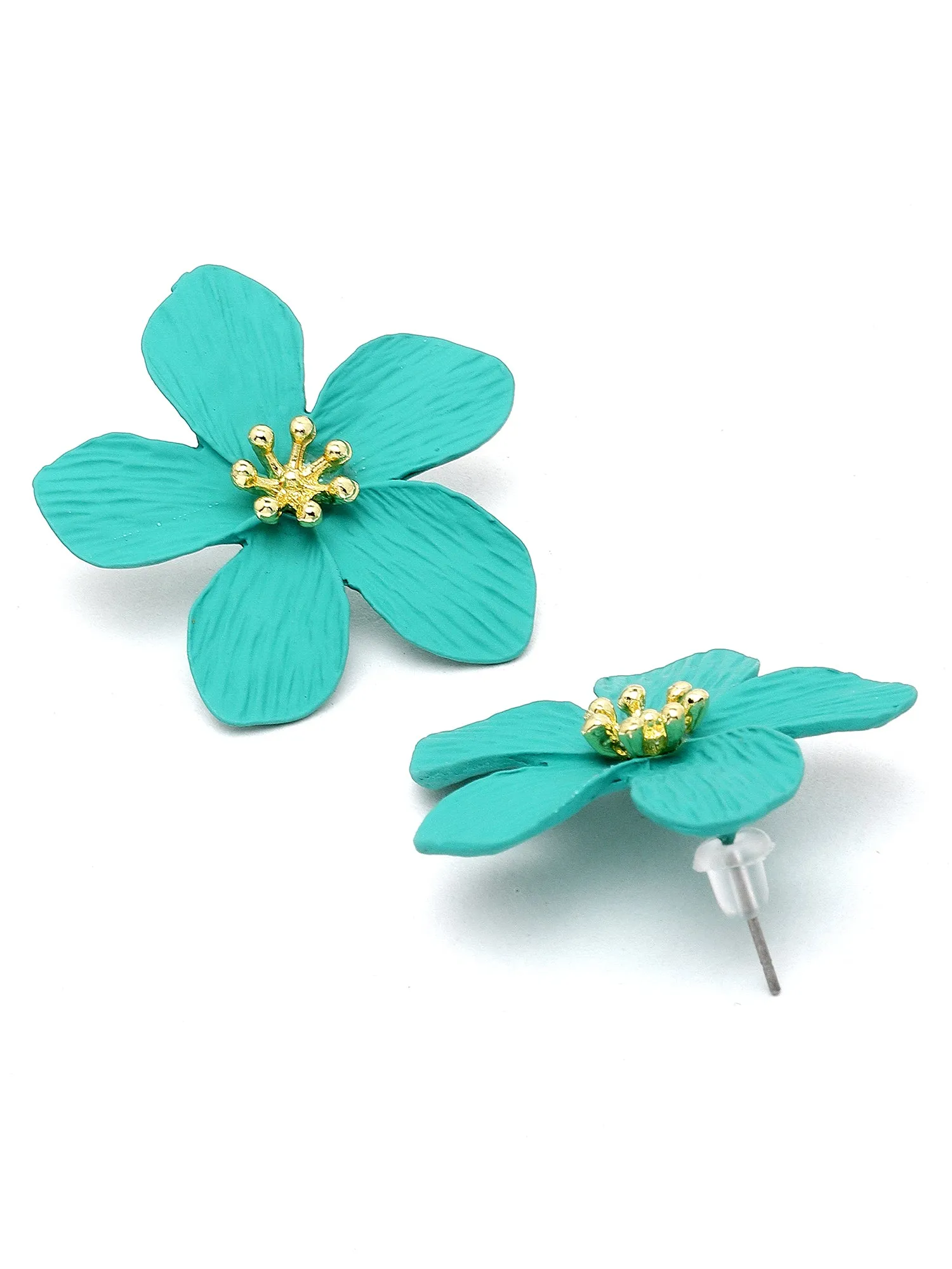 Bohey by KARATCART Dual Tone Light Blue Matt Finish Stud Earrings for Women