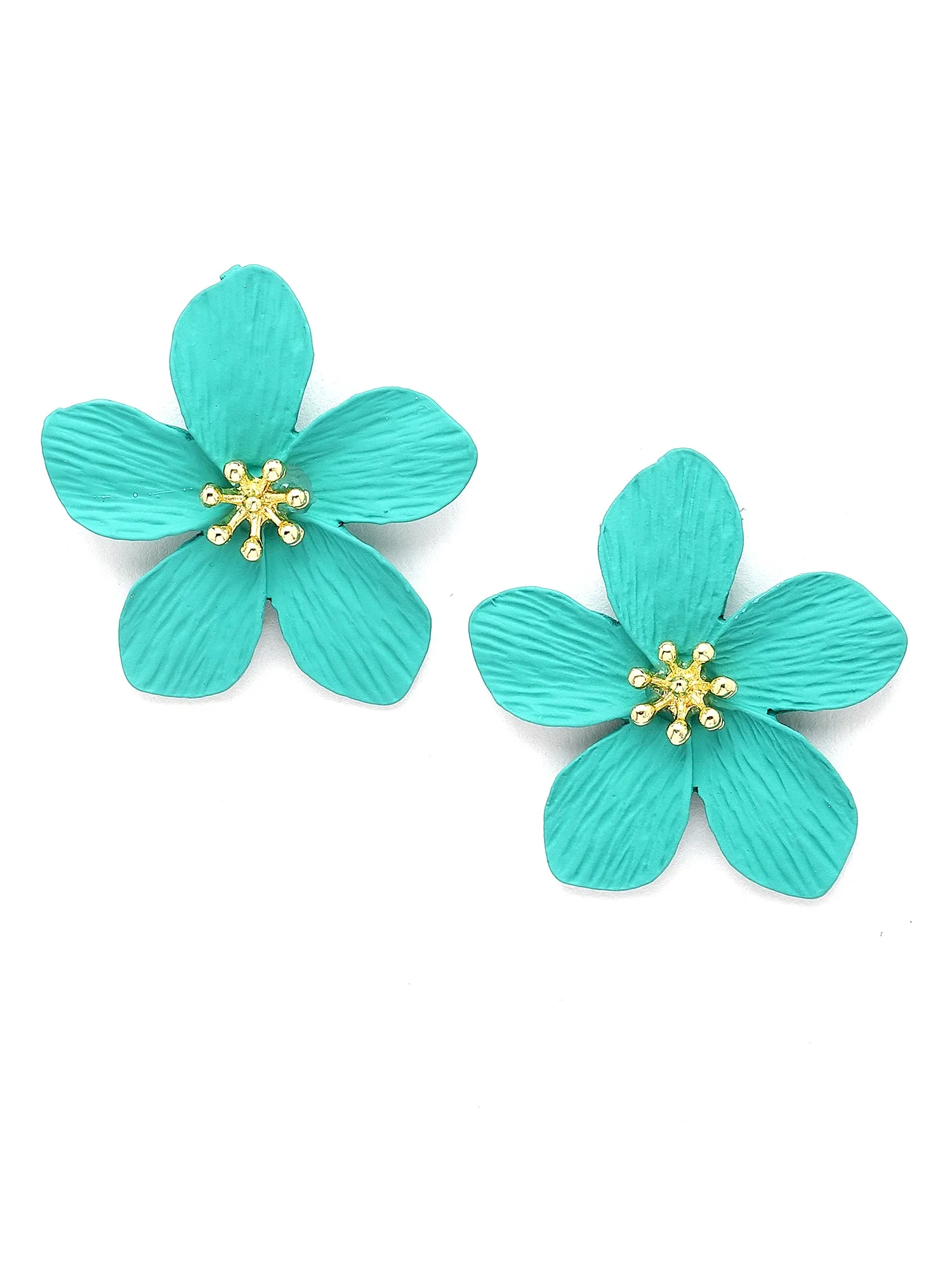 Bohey by KARATCART Dual Tone Light Blue Matt Finish Stud Earrings for Women