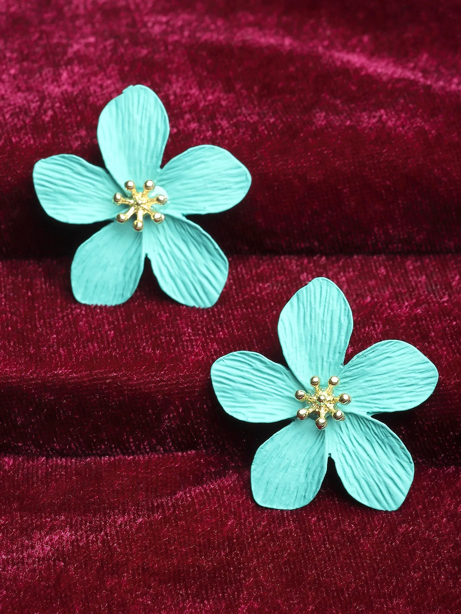 Bohey by KARATCART Dual Tone Light Blue Matt Finish Stud Earrings for Women