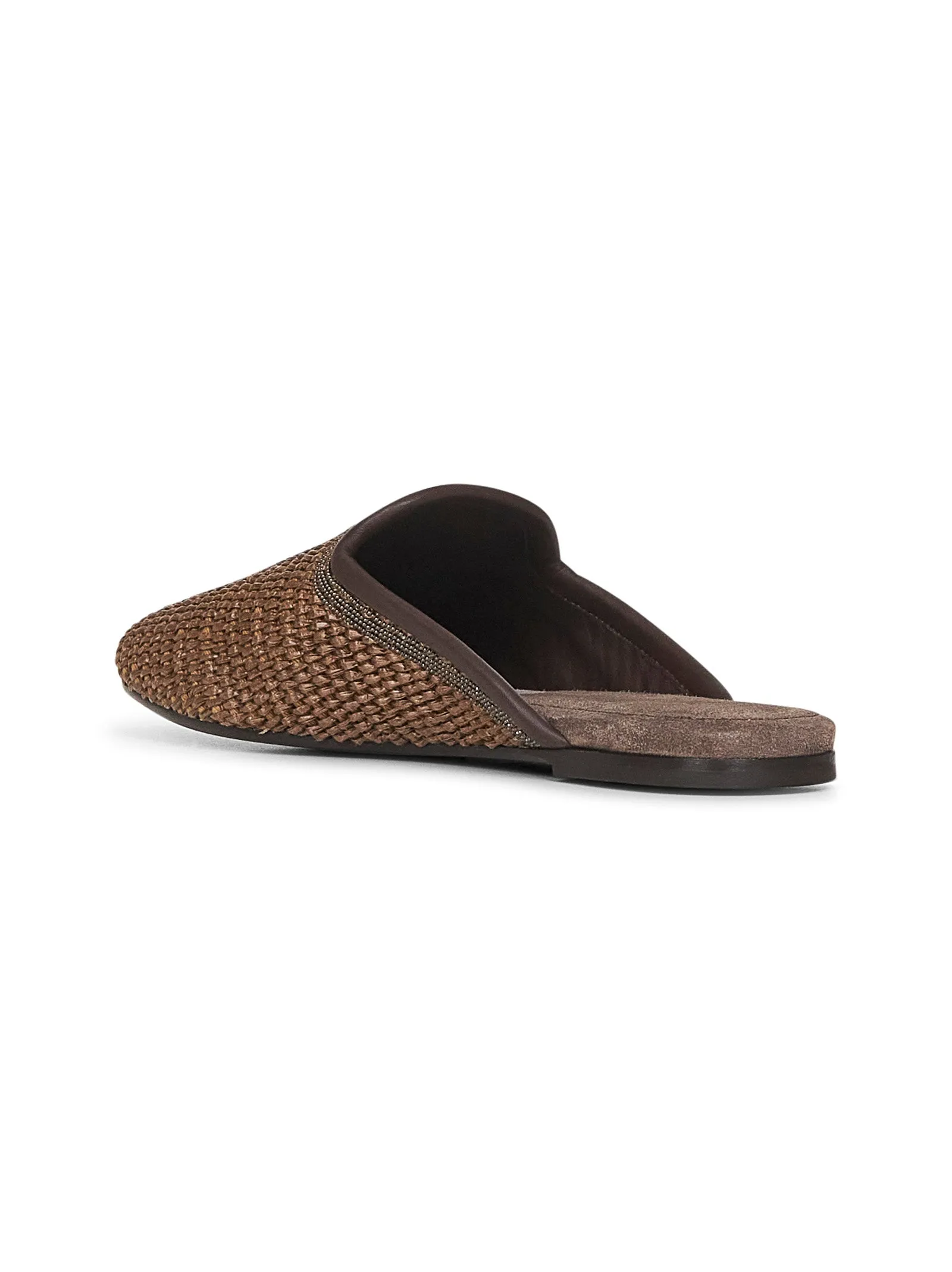 Brown techno raffia Precious Trim slippers