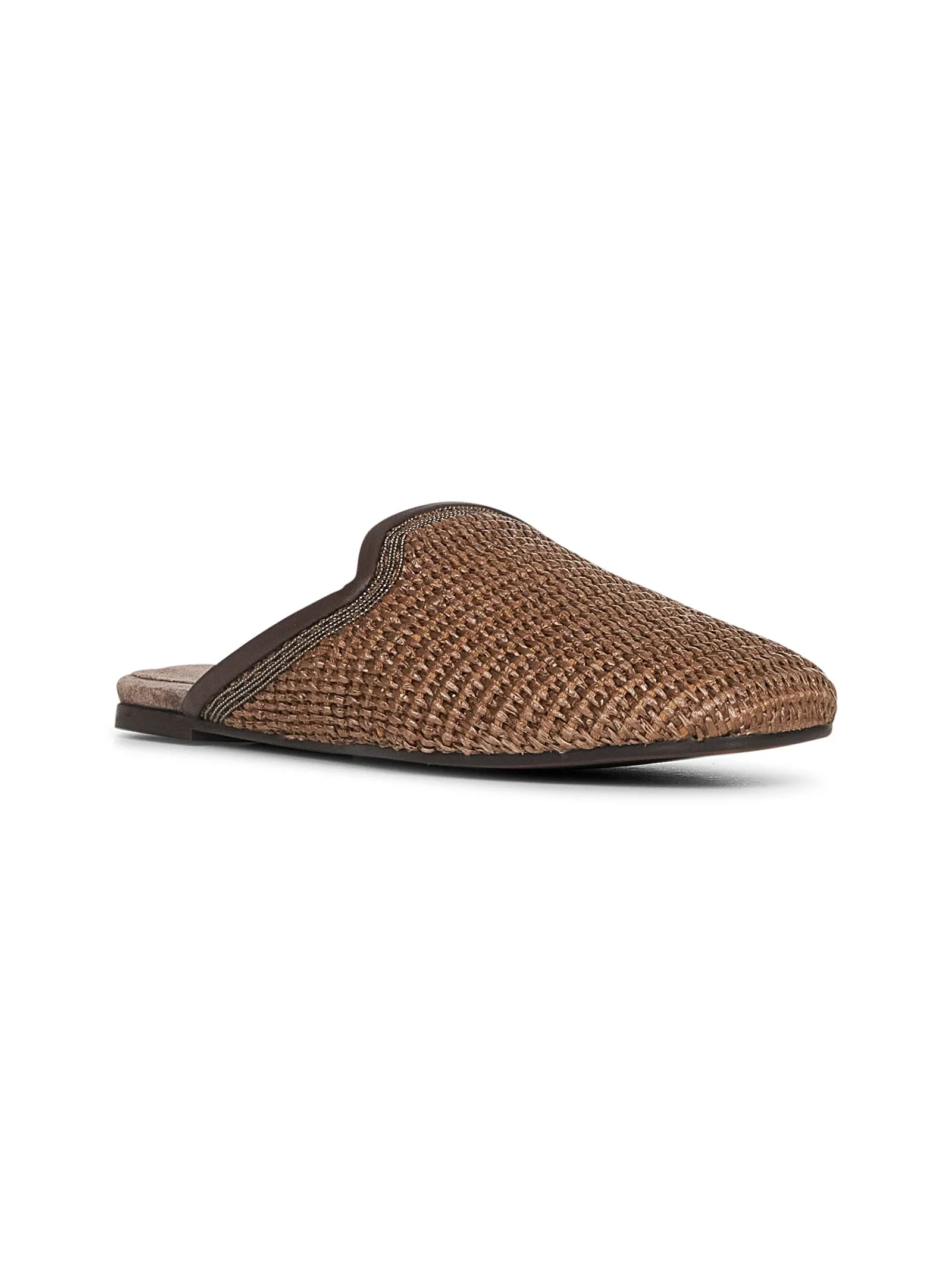 Brown techno raffia Precious Trim slippers