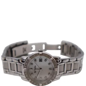 BULOVA Diamond Quartz Stainless Steel Date Watch Mother of Pearl Dial 28MM - 15% OFF