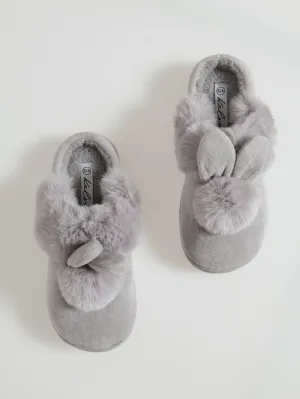 Bunny Fur Slipper - Light Grey