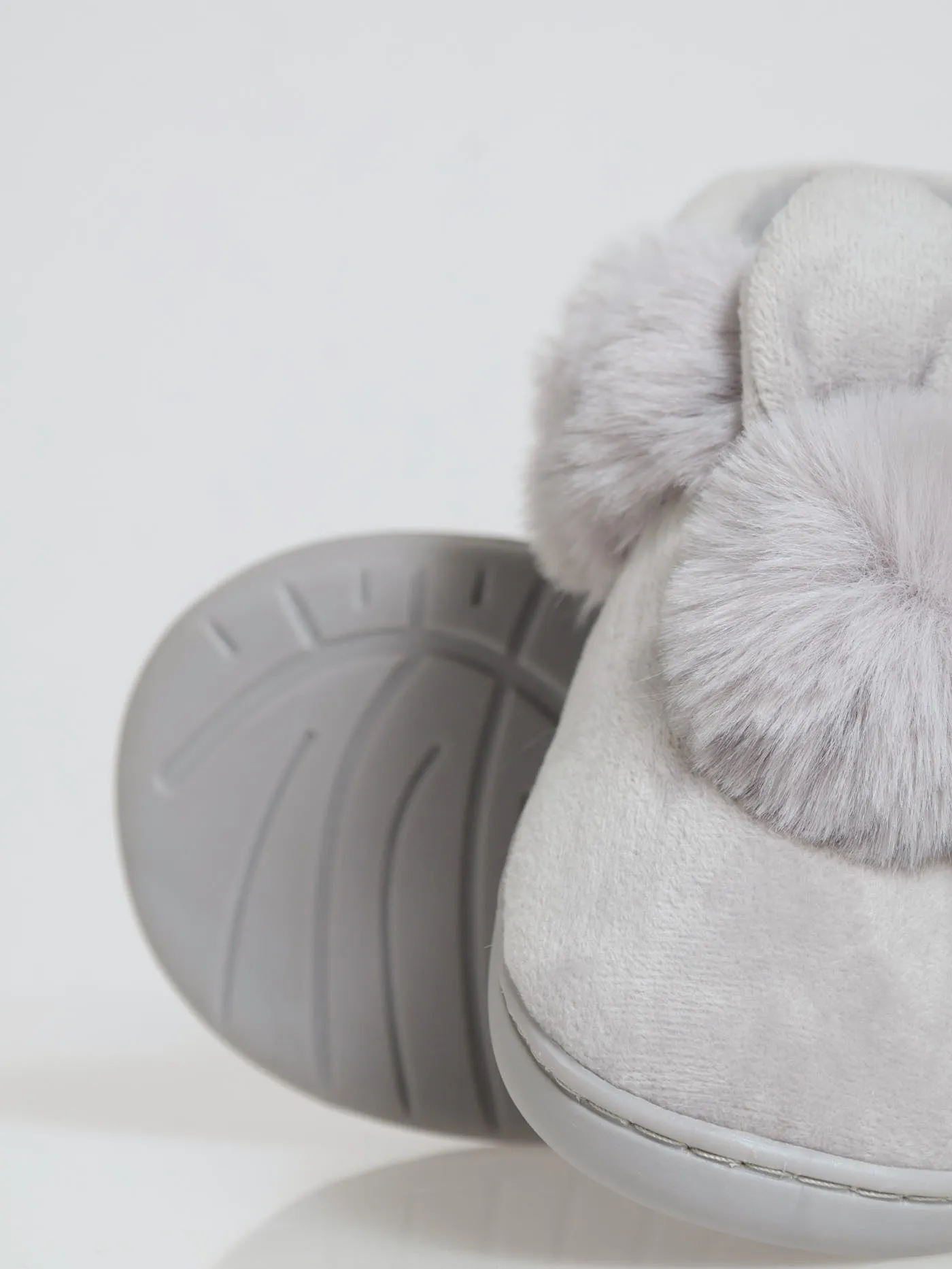 Bunny Fur Slipper - Light Grey