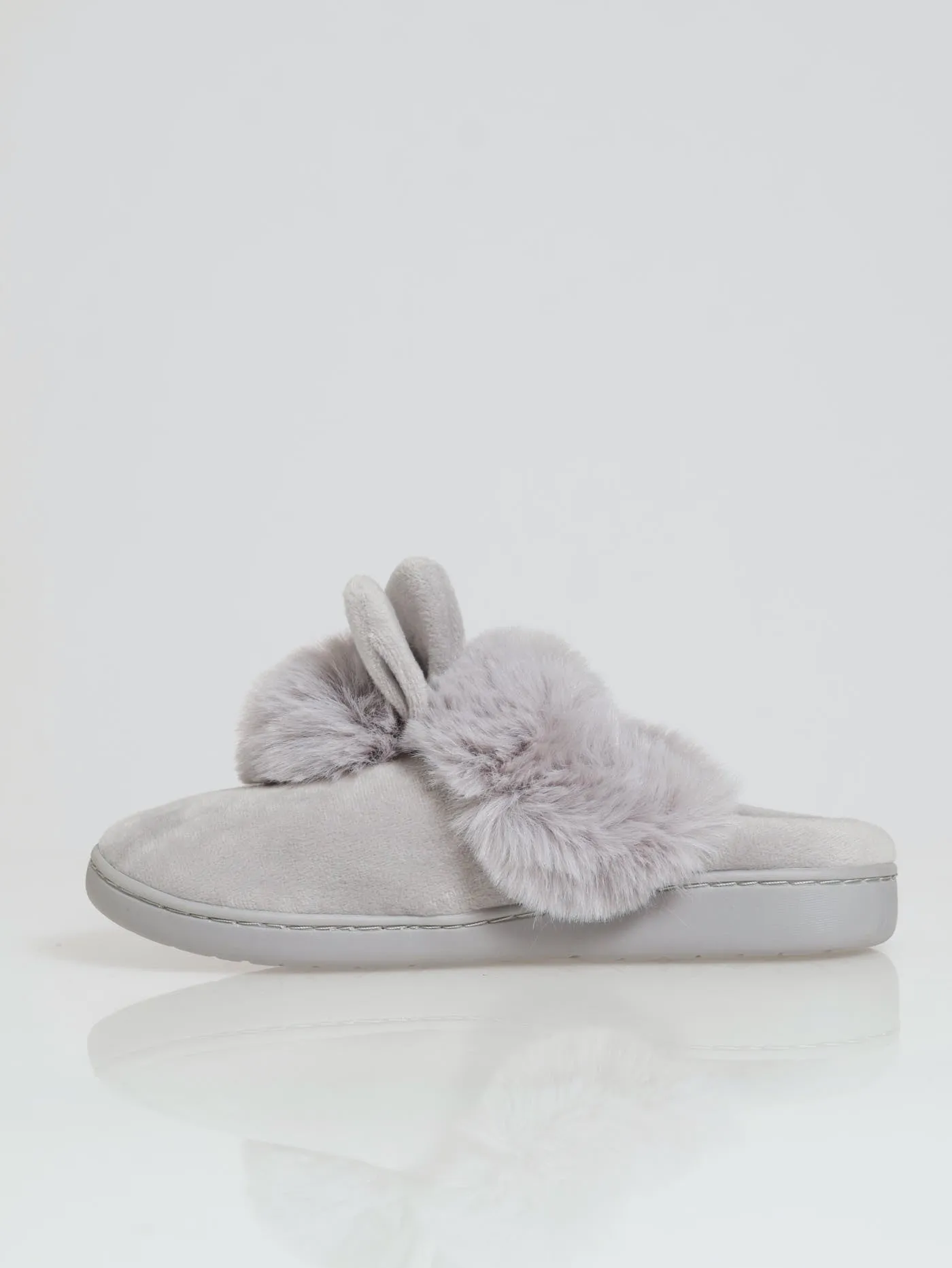 Bunny Fur Slipper - Light Grey