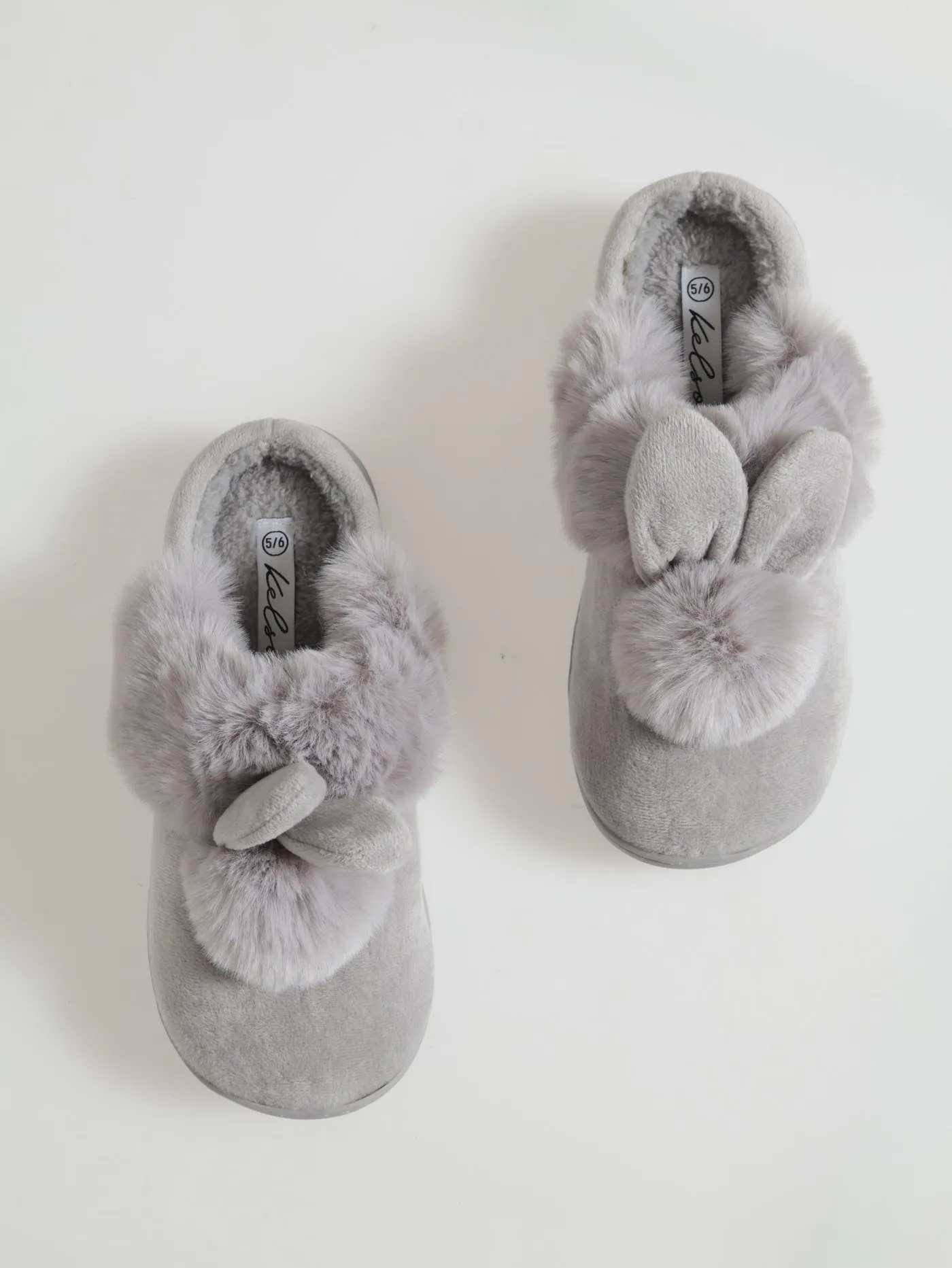 Bunny Fur Slipper - Light Grey