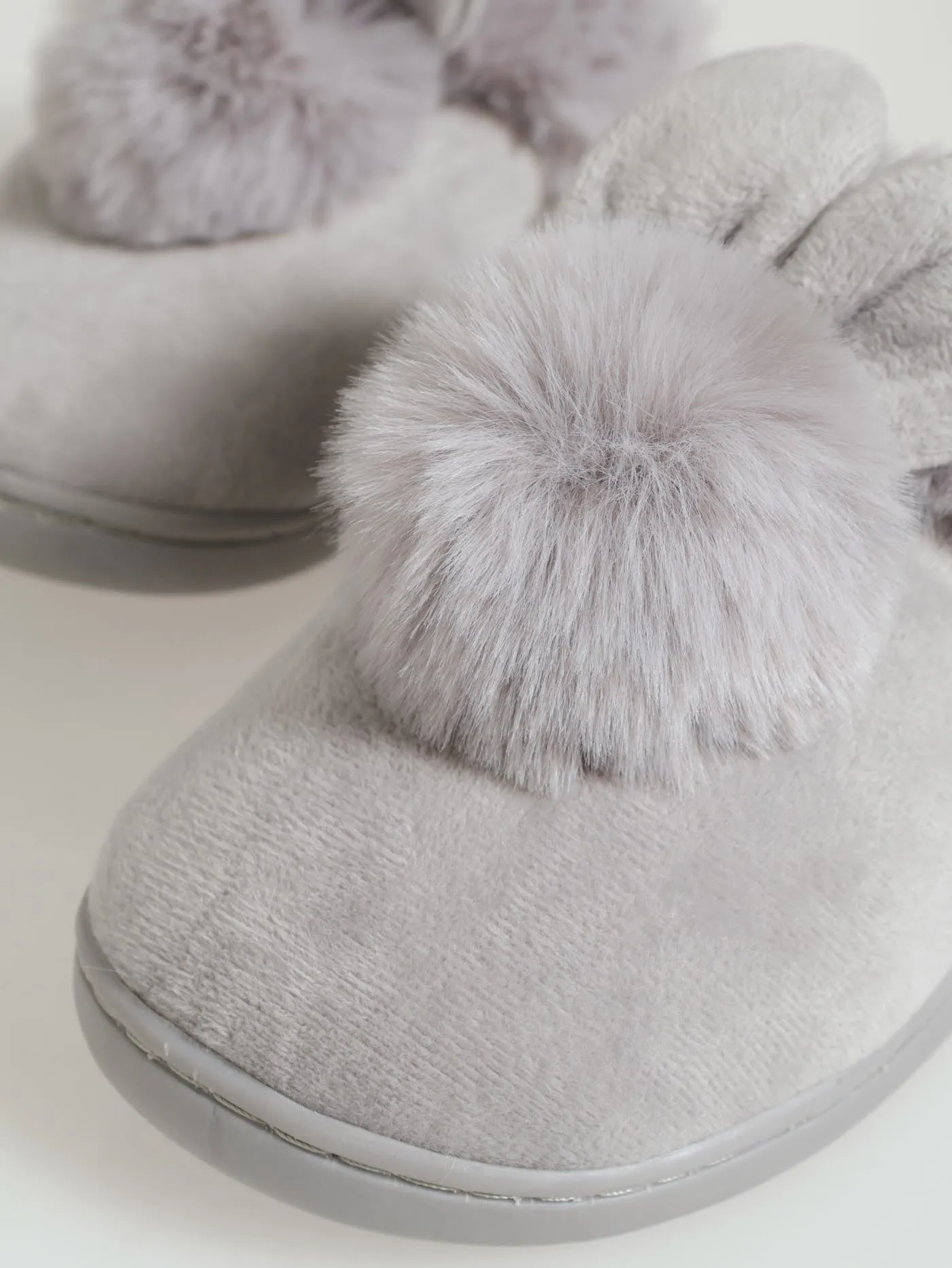 Bunny Fur Slipper - Light Grey