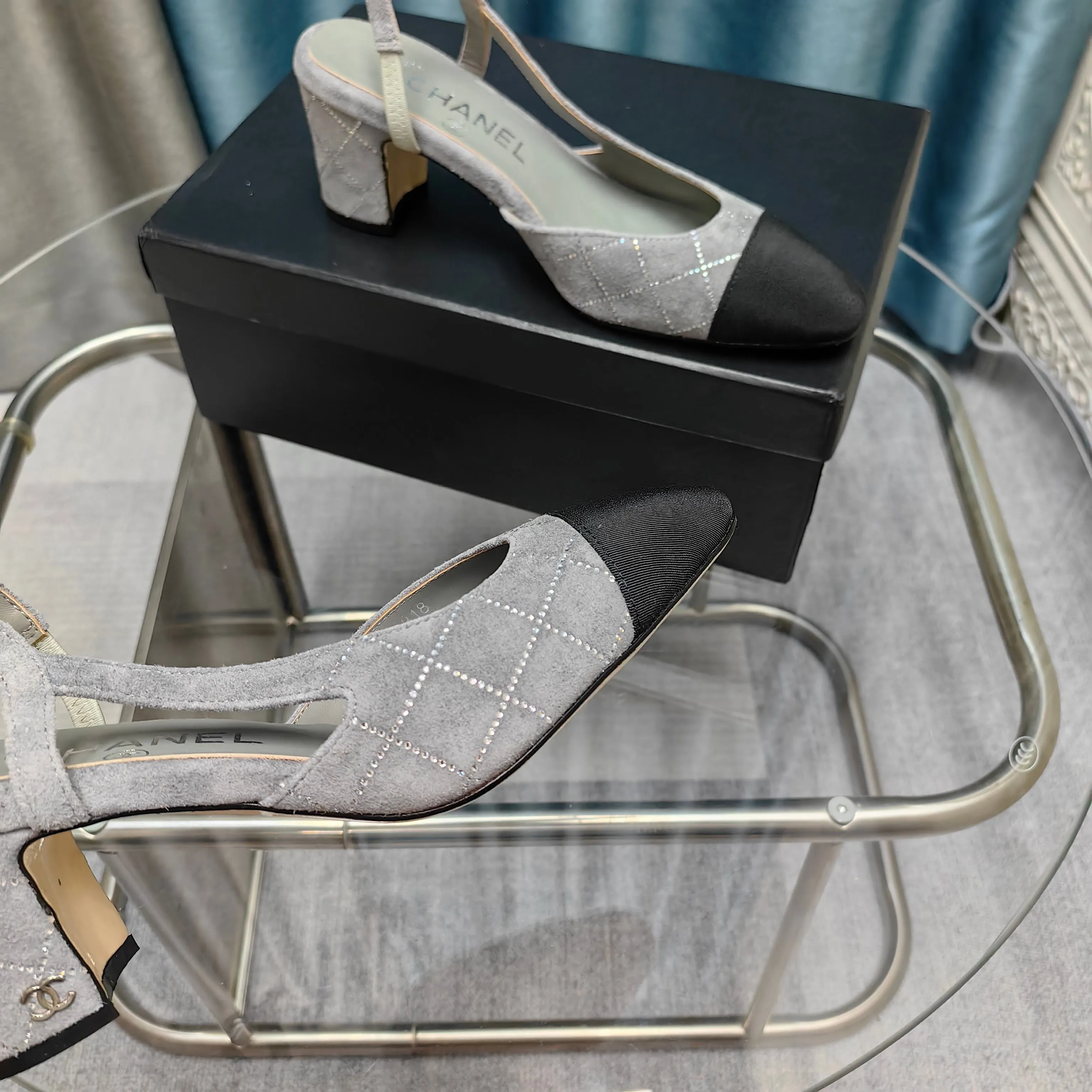 CC 25 Slingback 6.5cm Grey Suede