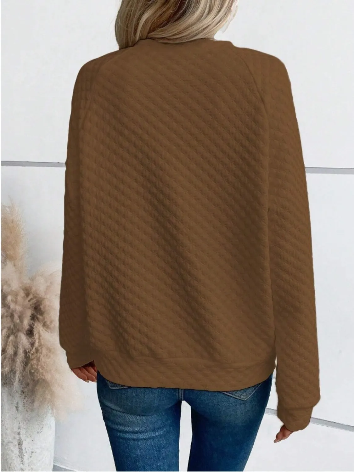 Cheryl Notched Long Sleeve Sweatshirt