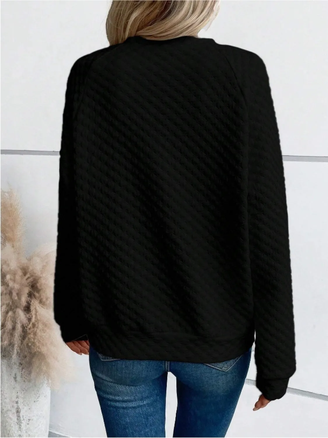 Cheryl Notched Long Sleeve Sweatshirt