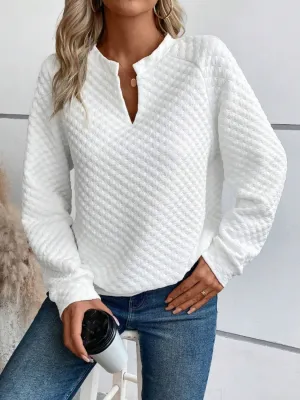 Cheryl Notched Long Sleeve Sweatshirt