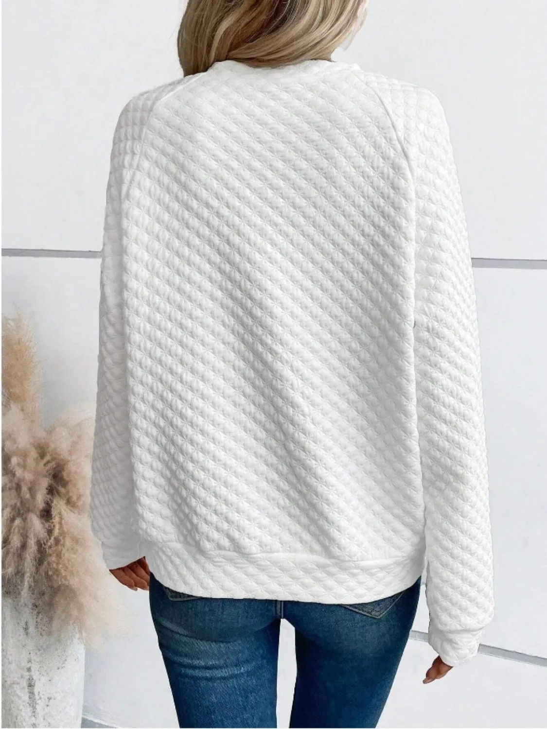 Cheryl Notched Long Sleeve Sweatshirt