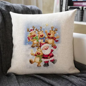 Christmas Themed Linen Pillowcase