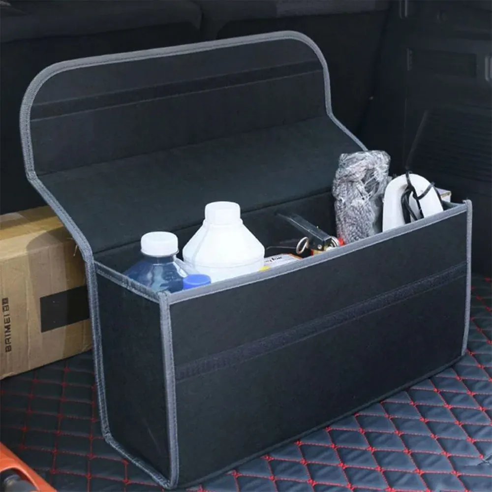 Custom Text For Soft Felt Car Bag Organizer, Compatible with All Cars, Folding Car Storage Box Non Slip Fireproof Car Trunk Organizer LI12990