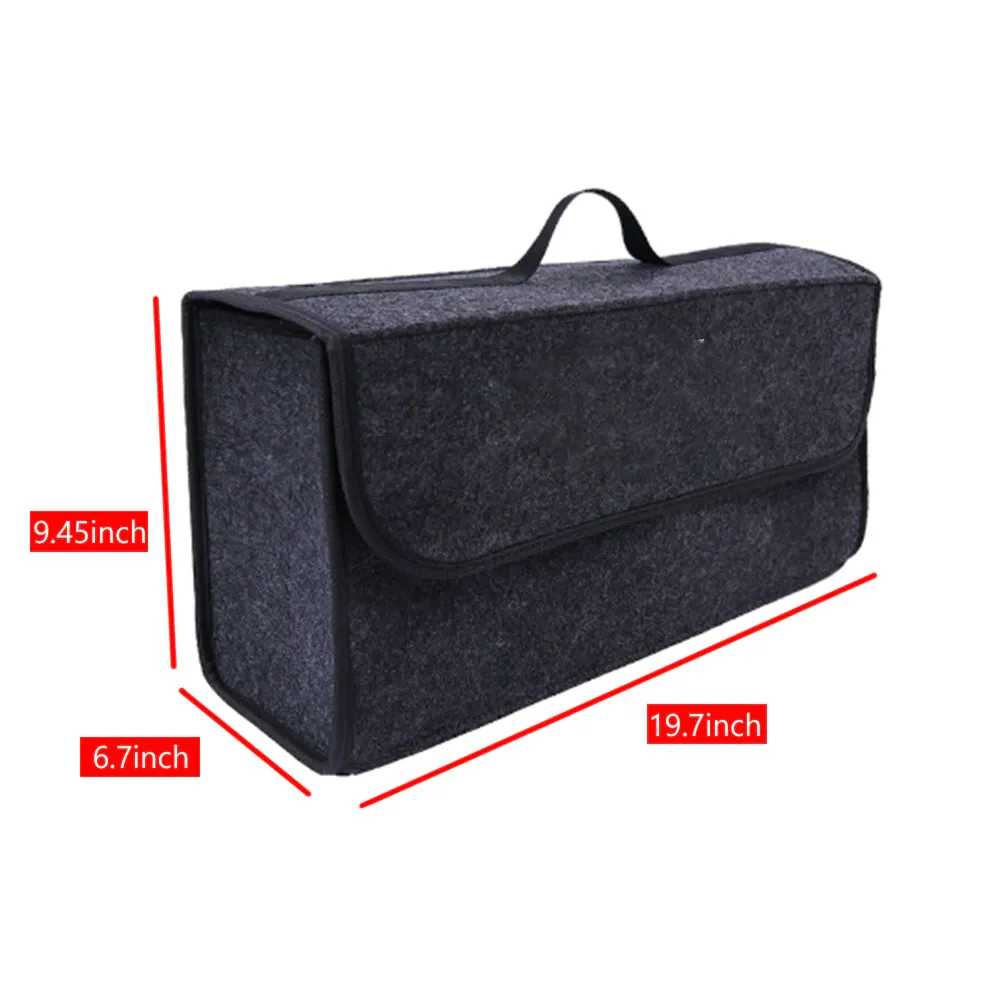 Custom Text For Soft Felt Car Bag Organizer, Compatible with All Cars, Folding Car Storage Box Non Slip Fireproof Car Trunk Organizer LI12990