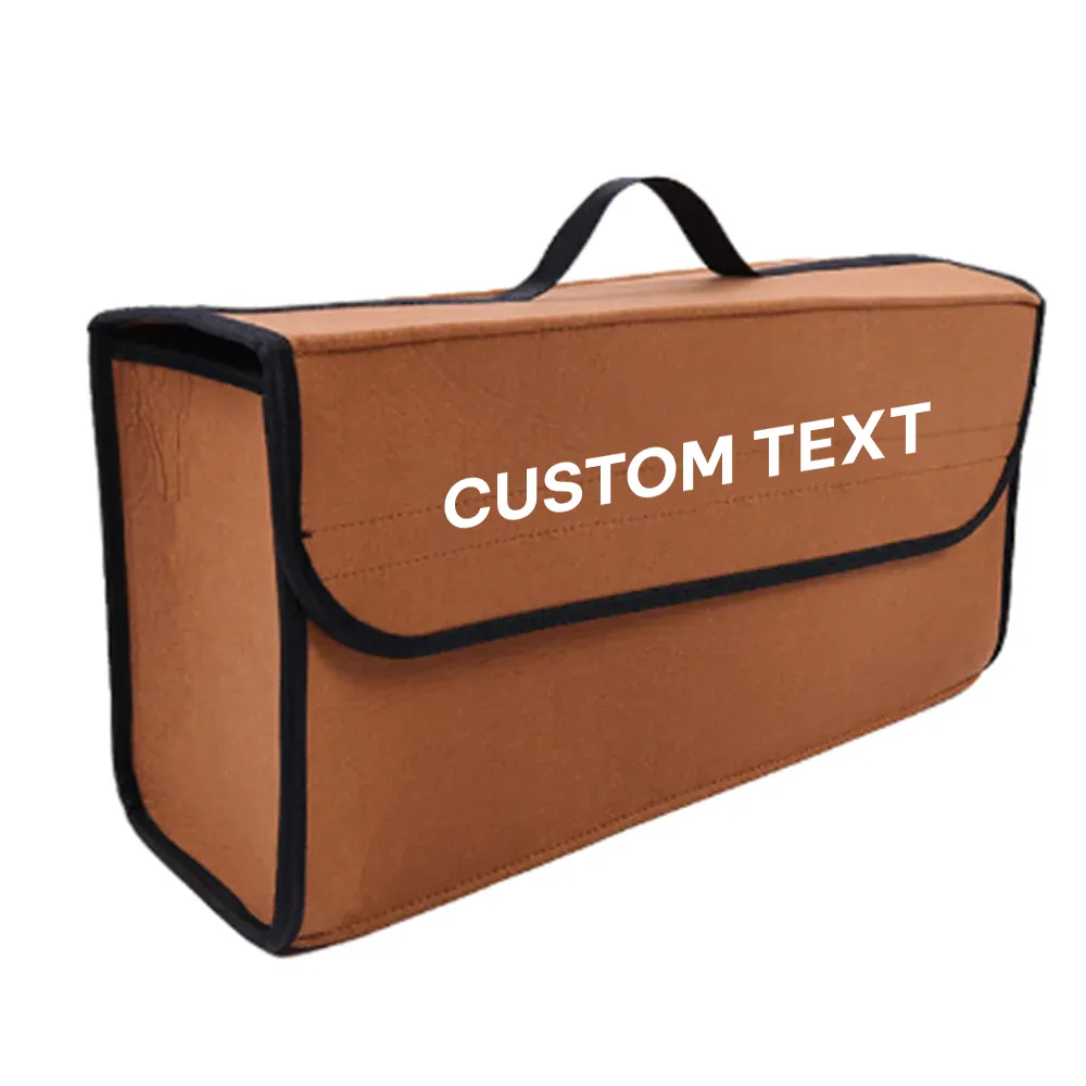 Custom Text For Soft Felt Car Bag Organizer, Compatible with All Cars, Folding Car Storage Box Non Slip Fireproof Car Trunk Organizer LI12990