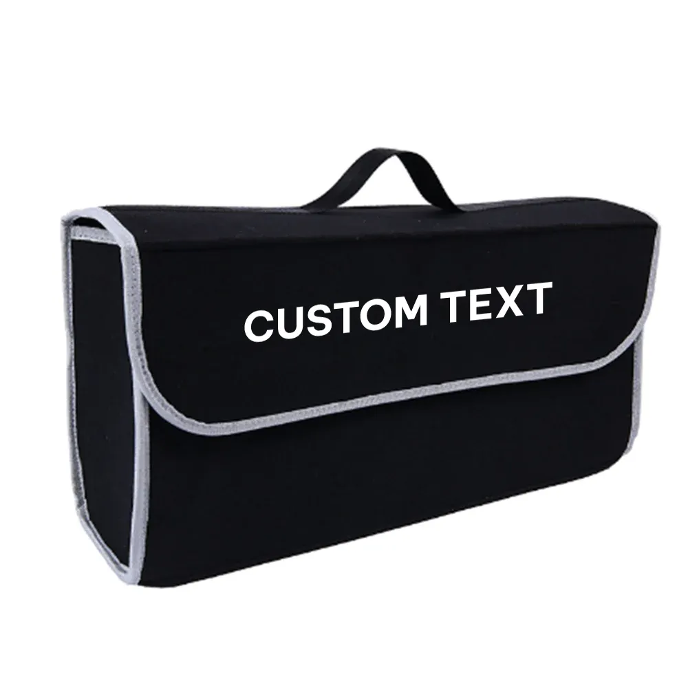 Custom Text For Soft Felt Car Bag Organizer, Compatible with All Cars, Folding Car Storage Box Non Slip Fireproof Car Trunk Organizer LI12990