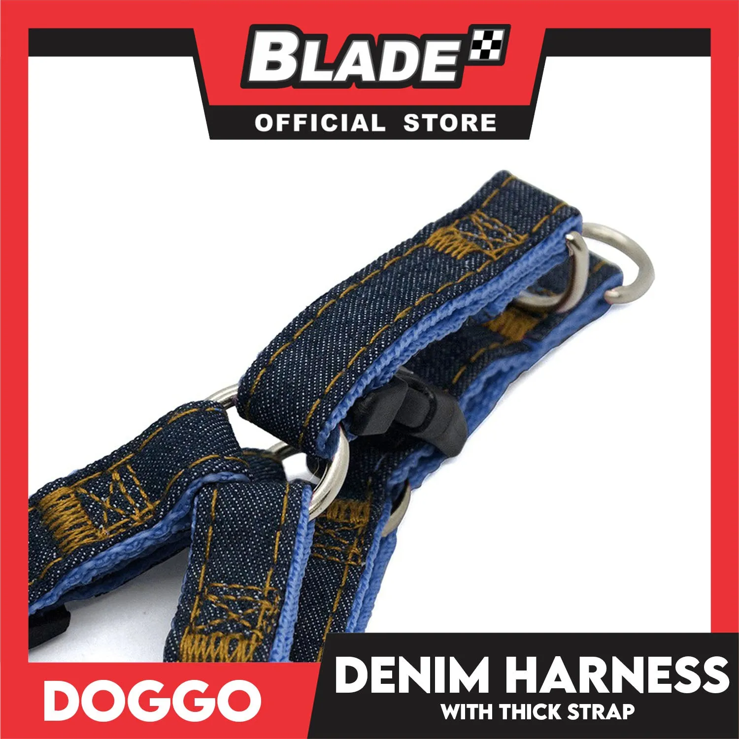 Doggo Denim Harness Small Size (Red) Harness for Dog