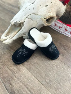 Dolly Bootstitch Slippers - Black
