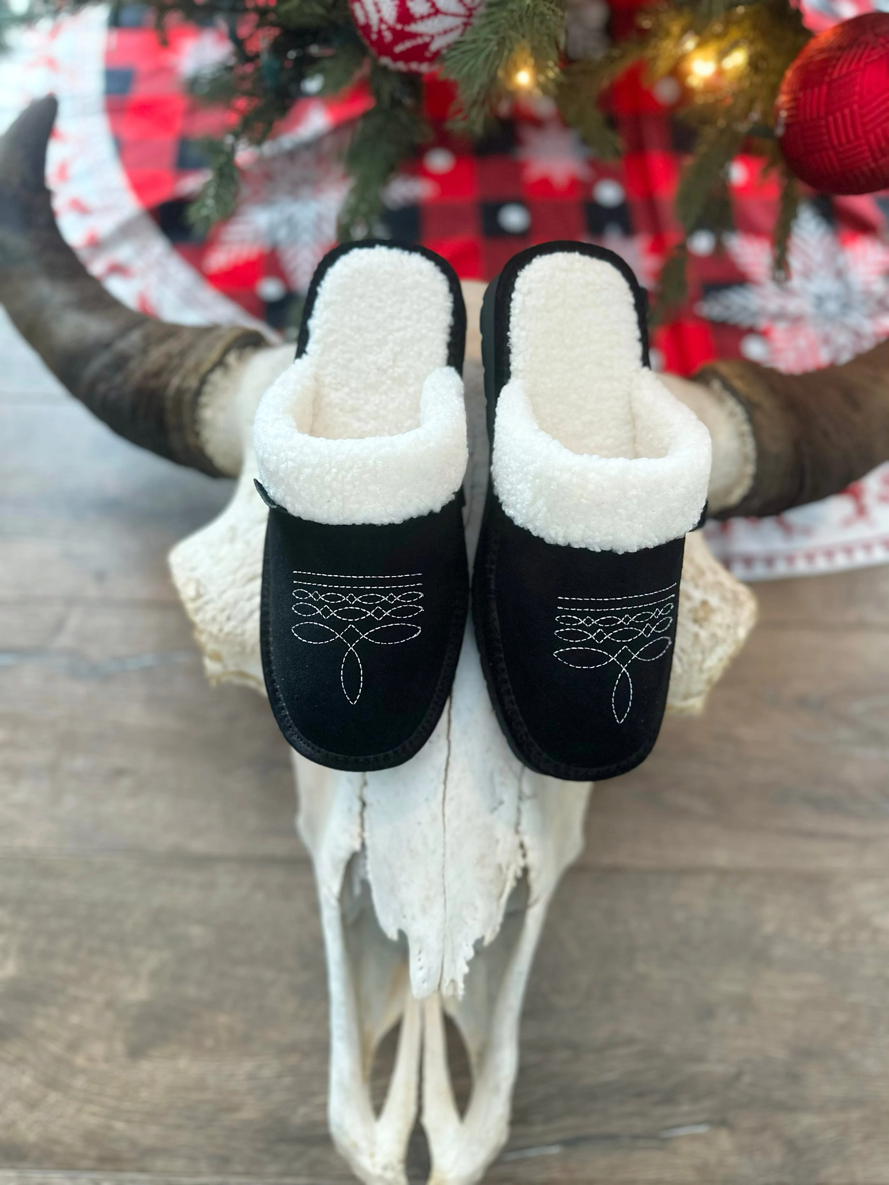 Dolly Bootstitch Slippers - Black