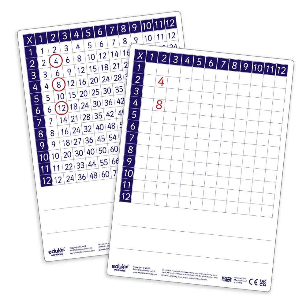 Dry Erase Teachers A2  Multiplication Board