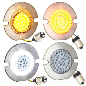 Eagle Lights 3 1/4" Front and Rear LED Turn Signal Kit For Harley Davidson Motorcycles - Generation I / Amber Rear Turn Signals