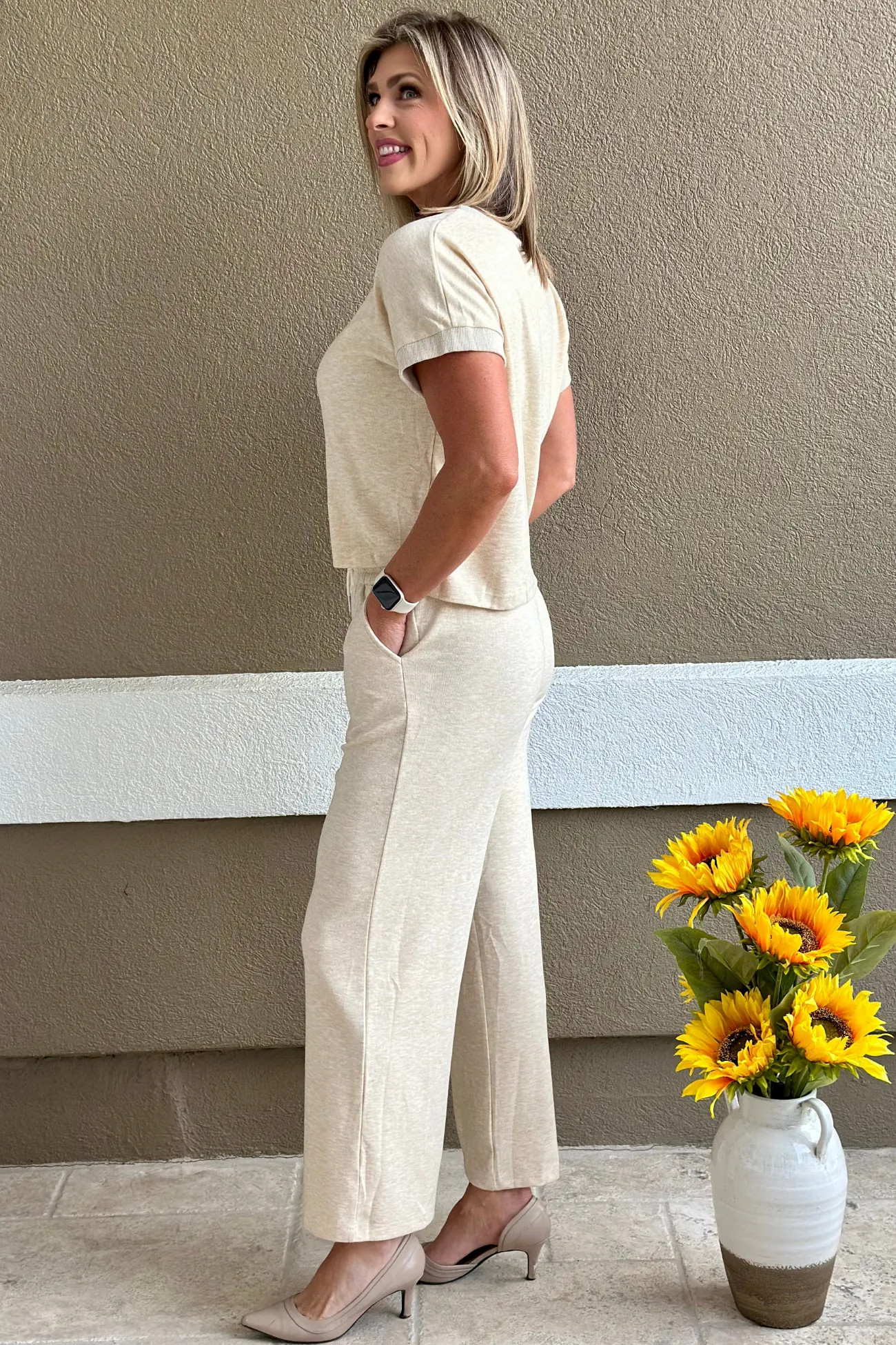 Effortless Comfort Knit Pants in Ivory