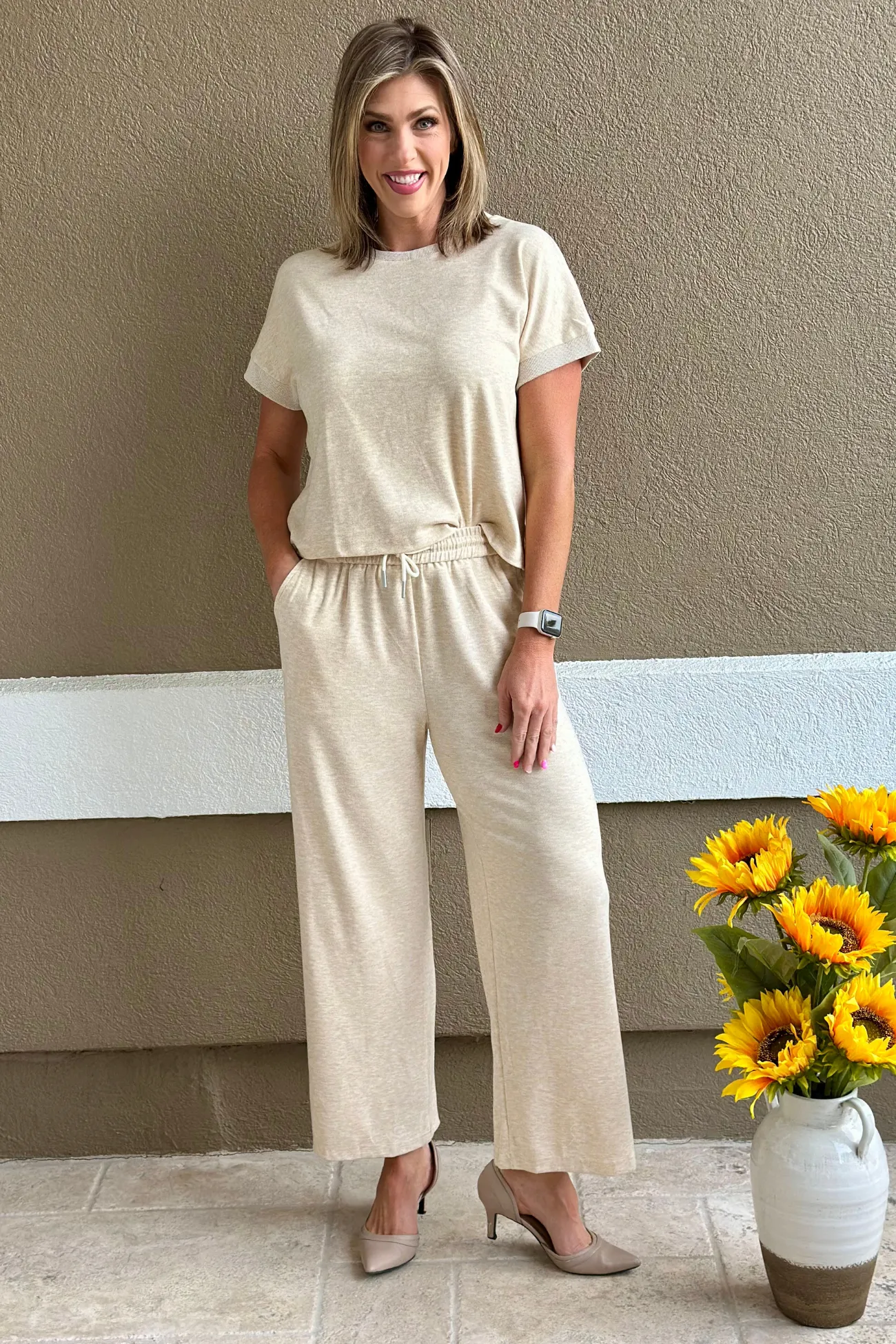 Effortless Comfort Knit Pants in Ivory
